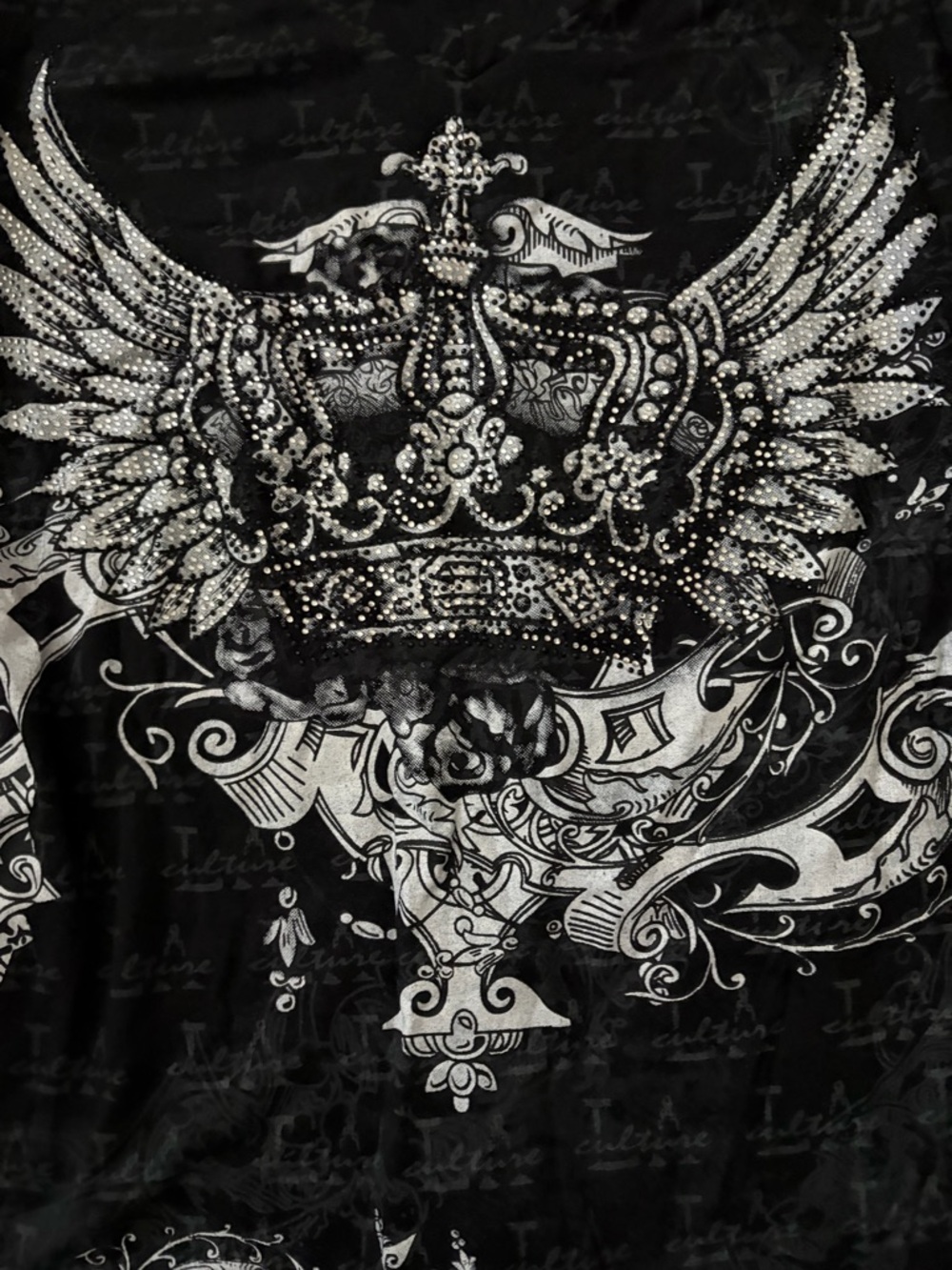 Black Graphic Winged Crown Long Sleeve Mini Dress - Picture 4 of 5